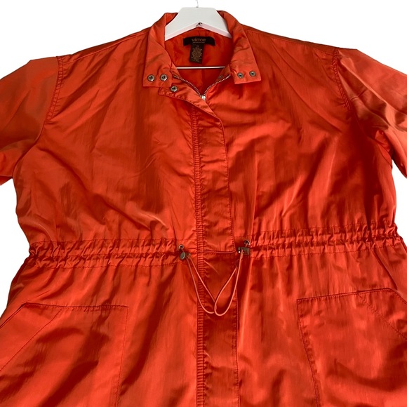Victor by Victor Alfaro Orange Zipper All-Weather Trench Rain Coat Size Medium - Picture 8 of 12